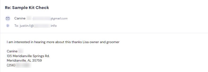 Retailer reply from Love Groomers